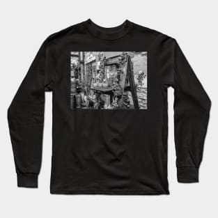 Seasonal Christmas display in a courtyard in the Derbyshire town of Bakewell Long Sleeve T-Shirt